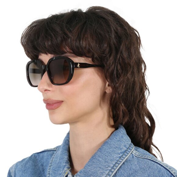 Jimmy Choo KARLY/F/S 0086 HA Sunglasses Havana Square Frame, Brown Lenses - Picture 3 of 10